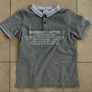 Burberry Youth Longitude/Latitude Grey Polo Shirt